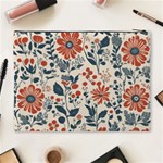 Retro Scandinavian Nordic Flowers Pattern Cosmetic Bag (XL) Back