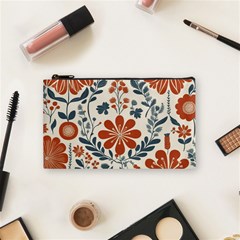 Retro Scandinavian Nordic Flowers Pattern 3 Cosmetic Bag (small)