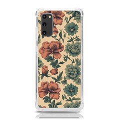 Victorian Beige And Teal Flower Pattern Samsung Galaxy S20 6 2 Inch Tpu Uv Case