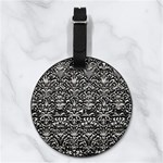 Gothic Leaf Pattern 2 Nappa Leather Luggage Tag Round Back