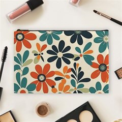Retro Scandinavian Nordic Flowers Pattern 2 Cosmetic Bag (large)