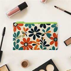 Retro Scandinavian Nordic Flowers Pattern 2 Cosmetic Bag (xs)