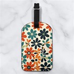 Retro Scandinavian Nordic Flowers Pattern 2 Nappa Leather Luggage Tag Rectangle Back