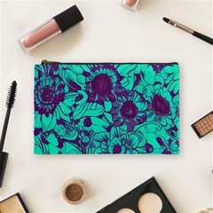Mid Century Retro Floral 1970s 1960s Pattern 101 Cosmetic Bag (medium)