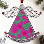 Mid Century Retro Floral 1970s 1960s Pattern 97 Metal Angel with Crystal Ornament Front