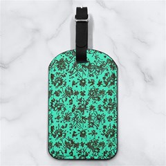 Mid Century Retro Floral 1970s 1960s Pattern 102 Nappa Leather Luggage Tag Rectangle
