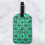 Mid Century Retro Floral 1970s 1960s Pattern 102 Nappa Leather Luggage Tag Rectangle Back