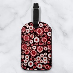 Mid Century Retro Floral 1970s 1960s Pattern 96 Nappa Leather Luggage Tag Rectangle