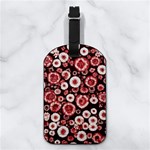 Mid Century Retro Floral 1970s 1960s Pattern 96 Nappa Leather Luggage Tag Rectangle Back