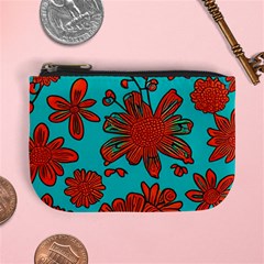 Mid Century Retro Floral 1970s 1960s Pattern 103 Mini Coin Purse