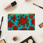 Mid Century Retro Floral 1970s 1960s Pattern 103 Cosmetic Bag (XS) Back
