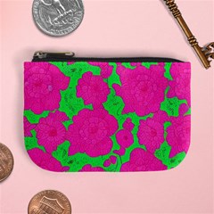 Mid Century Retro Floral 1970s 1960s Pattern 98 Mini Coin Purse
