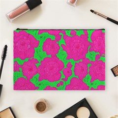 Mid Century Retro Floral 1970s 1960s Pattern 98 Cosmetic Bag (large)