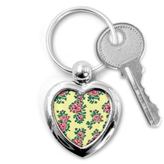 Retro 1880s Flowers Pattern 8 Key Chain (heart)