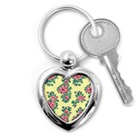 Retro 1880s Flowers Pattern 8 Key Chain (Heart) Front