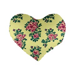 Retro 1880s Flowers Pattern 8 Standard 16  Premium Heart Shape Cushions