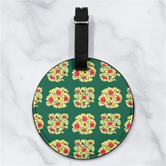 Retro 1880s Flowers Pattern 6 Nappa Leather Luggage Tag Round