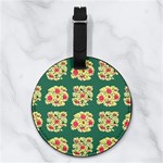 Retro 1880s Flowers Pattern 6 Nappa Leather Luggage Tag Round Front
