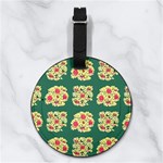Retro 1880s Flowers Pattern 6 Nappa Leather Luggage Tag Round Back