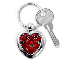Mid Century Retro Floral 1970s 1960s Pattern 105 Key Chain (heart)