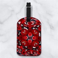 Mid Century Retro Floral 1970s 1960s Pattern 105 Nappa Leather Luggage Tag Rectangle