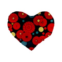 Mid Century Retro Floral 1970s 1960s Pattern 104 Standard 16  Premium Heart Shape Cushions