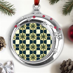 Royal Fractal Pattern Metal Snowflake Red Crystal Round Ornament