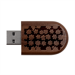 Retro 40s 50s Flowers Pattern Halloween 4 Wood Oval Usb Flash Drive