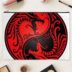 Red Yin Yang Dragons Cosmetic Bag (xxxl)