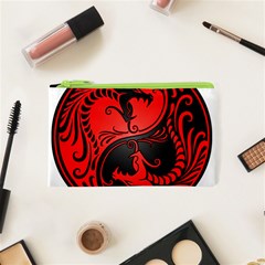 Red Yin Yang Dragons Cosmetic Bag (xs)