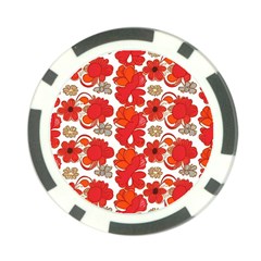 Mid Century Retro Floral 1970s 1960s Pattern 91 Poker Chip Card Guard (10 Pack)
