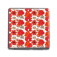 Mid Century Retro Floral 1970s 1960s Pattern 91 Memory Card Reader (square 5 Slot)