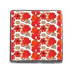 Mid Century Retro Floral 1970s 1960s Pattern 91 Memory Card Reader (Square 5 Slot) Front