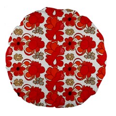 Mid Century Retro Floral 1970s 1960s Pattern 91 Large 18  Premium Flano Round Cushions