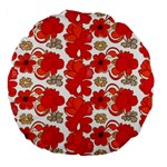 Mid Century Retro Floral 1970s 1960s Pattern 91 Large 18  Premium Flano Round Cushions Back