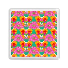 Retro 40s 50s Mexico Flowers Pattern Memory Card Reader (square)