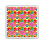 Retro 40s 50s Mexico Flowers Pattern Memory Card Reader (Square) Front