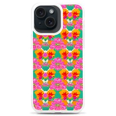 Retro 40s 50s Mexico Flowers Pattern Iphone 15 Plus Tpu Uv Print Case