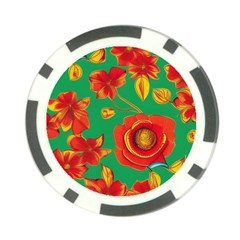 Mid Century Retro Floral 1970s 1960s Pattern 89 Poker Chip Card Guard (10 Pack)