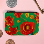 Mid Century Retro Floral 1970s 1960s Pattern 89 Mini Coin Purse Front