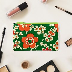 Mid Century Retro Floral 1970s 1960s Pattern 94 Cosmetic Bag (xs)