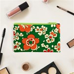 Mid Century Retro Floral 1970s 1960s Pattern 94 Cosmetic Bag (XS) Back