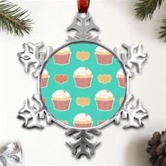 Retro 40s 50s Cupcake Pattern 3 Metal Small Snowflake Ornament