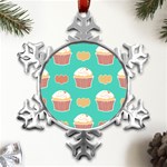 Retro 40s 50s Cupcake Pattern 3 Metal Small Snowflake Ornament Front