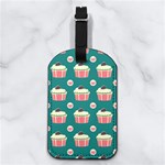 Retro 40s 50s Cupcake Pattern 2 Nappa Leather Luggage Tag Rectangle Front