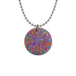 Mid Century Retro Floral 1970s 1960s Pattern 75 1  Button Necklace Front