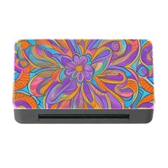 Mid Century Retro Floral 1970s 1960s Pattern 75 Memory Card Reader With Cf