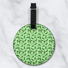 Leaves Pattern Texture Seamless Nappa Leather Luggage Tag Round