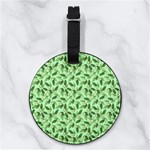 Leaves Pattern Texture Seamless Nappa Leather Luggage Tag Round Front