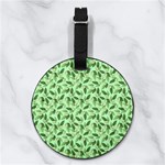 Leaves Pattern Texture Seamless Nappa Leather Luggage Tag Round Back